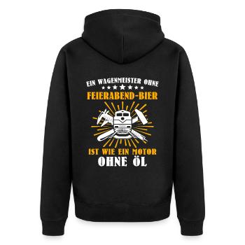 Wagenmeister Eisenbahn Zugtechniker - Unisex Premium Bio Zip Hoodie - Schwarz - Hinten - Nico (187cm)
