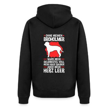 Ohne meinen Broholmer Dänische Dogge - Unisex Premium Bio Zip Hoodie - Schwarz - Hinten - Nico (187cm)
