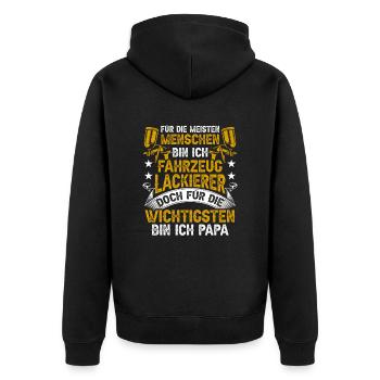 Fahrzeuglackierer ist Papa Lackierer Autolackierer - Unisex Premium Bio Zip Hoodie - Schwarz - Hinten - Nico (187cm)