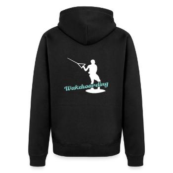 Wakeboarding - Unisex Premium Bio Zip Hoodie - Schwarz - Hinten - Nico (187cm)