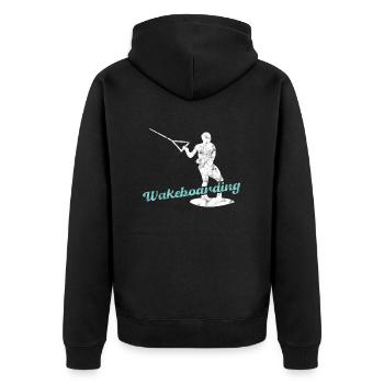 Wakeboarding - Unisex Premium Bio Zip Hoodie - Schwarz - Hinten - Nico (187cm)