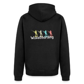 Wakeboarding - Unisex Premium Bio Zip Hoodie - Schwarz - Hinten - Nico (187cm)