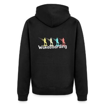 Wakeboarding - Unisex Premium Bio Zip Hoodie - Schwarz - Hinten - Nico (187cm)