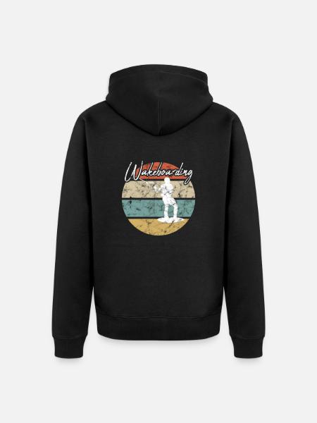 Wakeboarding Retro - Unisex Premium Bio Zip Hoodie - Schwarz