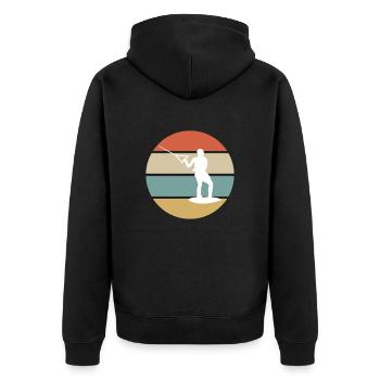 Wakeboarding Retro - Unisex Premium Bio Zip Hoodie - Schwarz - Hinten - Nico (187cm)