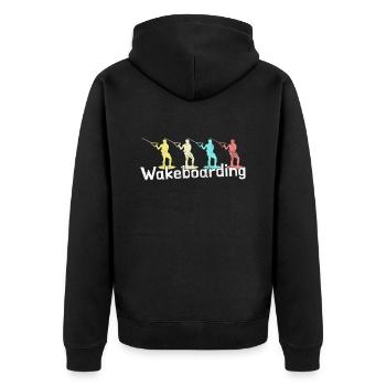Wakeboarding - Unisex Premium Bio Zip Hoodie - Schwarz - Hinten - Nico (187cm)