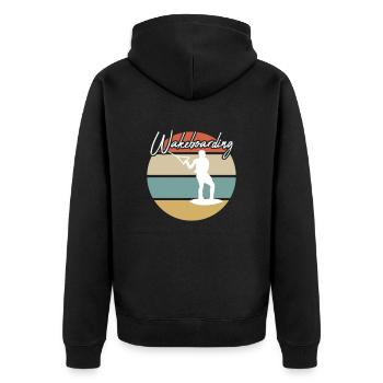 Wakeboarding Retro - Unisex Premium Bio Zip Hoodie - Schwarz - Hinten - Nico (187cm)