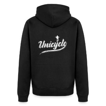 Unicycle Balance Sport Hobby - Unisex Premium Bio Zip Hoodie - Schwarz - Hinten - Nico (187cm)