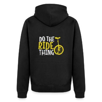 Do the Ride Thing Einrad Hobby Sport - Unisex Premium Bio Zip Hoodie - Schwarz - Hinten - Nico (187cm)