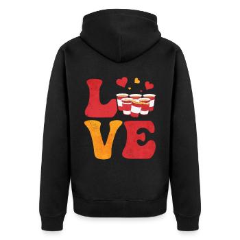 Bier-Pong-Trinkspiel Rote Becher - Unisex Premium Bio Zip Hoodie - Schwarz - Hinten - Nico (187cm)