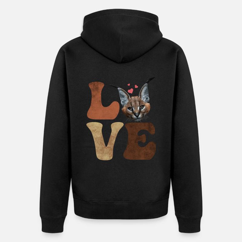 Großer Floppa Karakal Katze Meme - Unisex Premium Bio Zip Hoodie - Schwarz