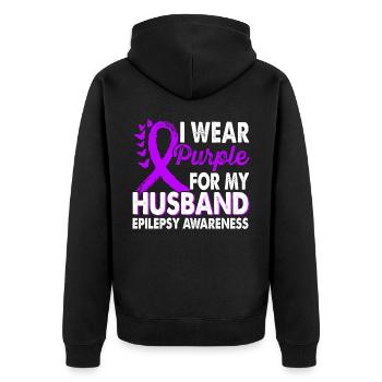 Wear purple for Epilepsy Awareness Month - Unisex Premium Organic Zip Hoodie - black - Back - Nico (187cm)