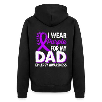 Wear purple for the - Unisex Premium Organic Zip Hoodie - black - Back - Nico (187cm)