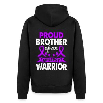 Brother of Epilepsy Warrior Awareness Month - Unisex Premium Organic Zip Hoodie - black - Back - Nico (187cm)