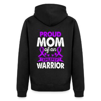 Mother of Epilepsy Warrior Awareness Month - Unisex Premium Organic Zip Hoodie - black - Back - Nico (187cm)