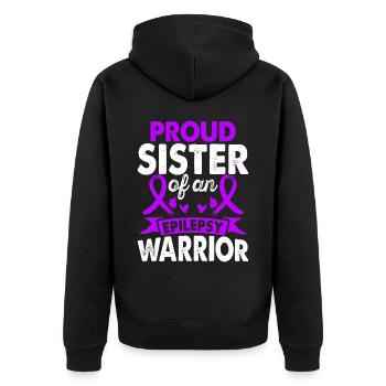 Sister of the Epilepsy Warrior Month of the - Unisex Premium Organic Zip Hoodie - black - Back - Nico (187cm)