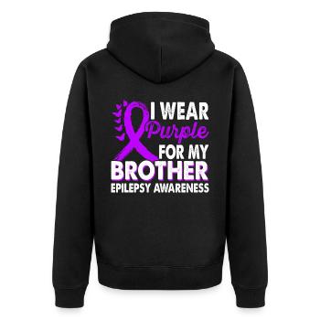Wear purple for the - Unisex Premium Organic Zip Hoodie - black - Back - Nico (187cm)