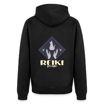Reiki For Cats Energy Healing Reiki Treatment - Unisex Premium Organic Zip Hoodie - black - Back - Nico (187cm)