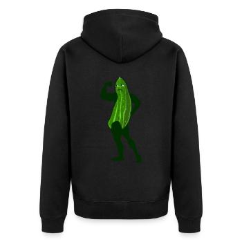 Bodybuilder Gurke Gurken Bodybuilding - Unisex Premium Bio Zip Hoodie - Schwarz - Hinten - Nico (187cm)