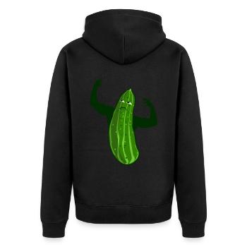 Gurken Bodybuilding Bodybuilder Gurke - Unisex Premium Bio Zip Hoodie - Schwarz - Hinten - Nico (187cm)