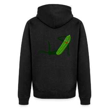 Gurken Fotomodell Model Gurke - Unisex Premium Bio Zip Hoodie - Schwarz - Hinten - Nico (187cm)