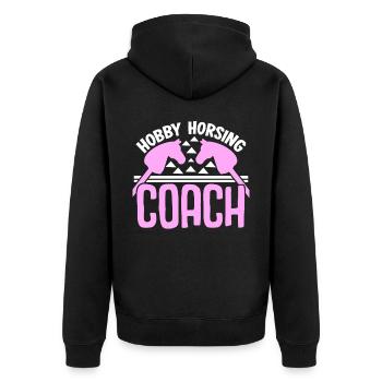 Hobby Horse Riding Hobbyhorse - Unisex Premium Organic Zip Hoodie - black - Back - Nico (187cm)