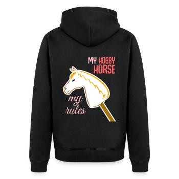 Hobbyhorse Hobby Horse - Unisex Premium Organic Zip Hoodie - black - Back - Nico (187cm)