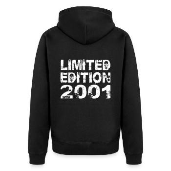 Limited Edition 2001 Geburtstag 2001 Geburtstag - Unisex Premium Bio Zip Hoodie - Schwarz - Hinten - Nico (187cm)
