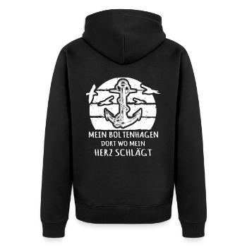 Boltenhagen - Unisex Premium Bio Zip Hoodie - Schwarz - Hinten - Nico (187cm)