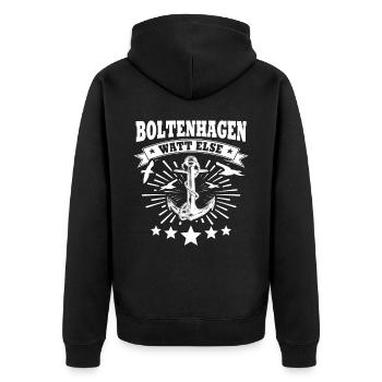 Boltenhagen - Unisex Premium Bio Zip Hoodie - Schwarz - Hinten - Nico (187cm)
