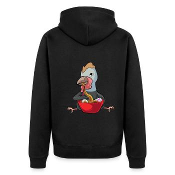 Perlhühner Perlhuhn Guinea Fowl - Unisex Premium Bio Zip Hoodie - Schwarz - Hinten - Nico (187cm)