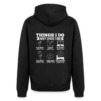 Perlhühner Perlhuhn Guinea Fowl - Unisex Premium Bio Zip Hoodie - Schwarz - Hinten - Nico (187cm)