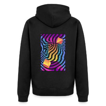 80´s Synthwave Synthesizer Musik Retro - Unisex Premium Bio Zip Hoodie - Schwarz - Hinten - Nico (187cm)