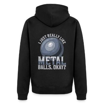 Lancer de poids, j’aime vraiment les boules de métal, d’accord ? - Veste à capuche bio Premium Unisexe - noir - Dos - Nico (187cm)