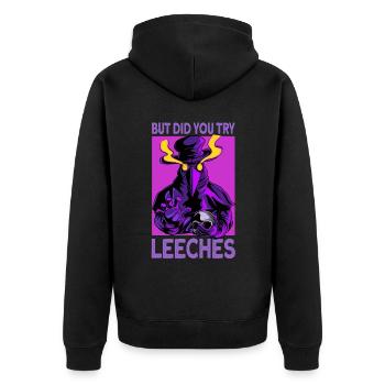 But Did You Try Leeches Plague Doctor Halloween - Unisex Premium Bio Zip Hoodie - Schwarz - Hinten - Nico (187cm)