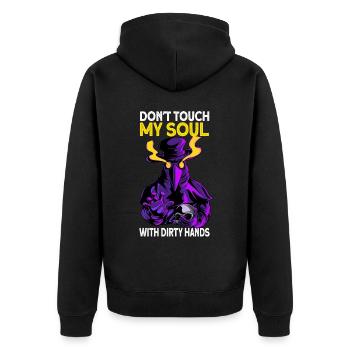Plague Doctor Halloween pest doktor Maske - Unisex Premium Bio Zip Hoodie - Schwarz - Hinten - Nico (187cm)