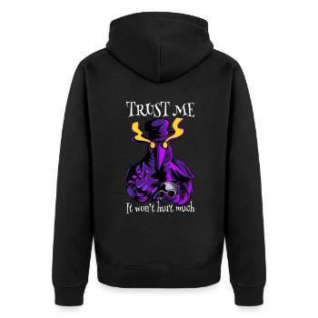 Plague Doctor Halloween pest doktor Maske - Unisex Premium Bio Zip Hoodie - Schwarz - Hinten - Nico (187cm)