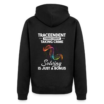 Forensischer Wissenschaftler und Kriminallabor - Unisex Premium Bio Zip Hoodie - Schwarz - Hinten - Nico (187cm)