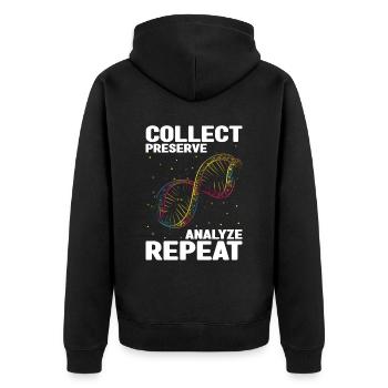 Forensischer Wissenschaftlicher Ermittler - Unisex Premium Bio Zip Hoodie - Schwarz - Hinten - Nico (187cm)