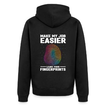 Gerichtsmediziner und Forensischer Analyst - Unisex Premium Bio Zip Hoodie - Schwarz - Hinten - Nico (187cm)