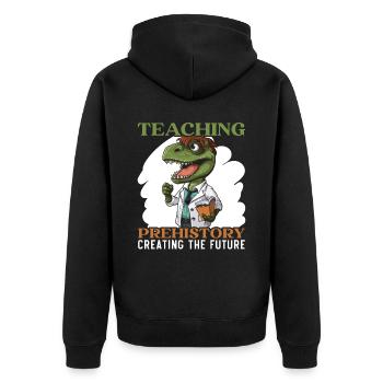 Dinosaurierlehrer Paläontologie Dino unterrichten - Unisex Premium Bio Zip Hoodie - Schwarz - Hinten - Nico (187cm)