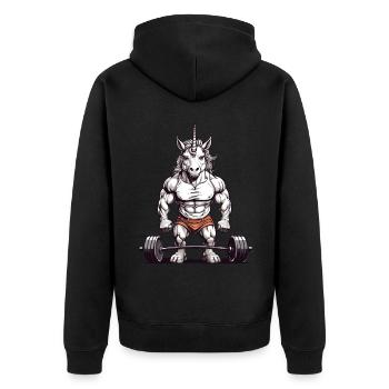 Unicorn Bodybuilder Fitness et Sports Design - Veste à capuche bio Premium Unisexe - noir - Dos - Nico (187cm)