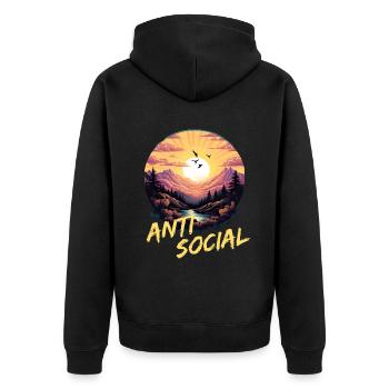 Antisozial Wandern Wanderung für eine Wanderer - Unisex Premium Bio Zip Hoodie - Schwarz - Hinten - Nico (187cm)