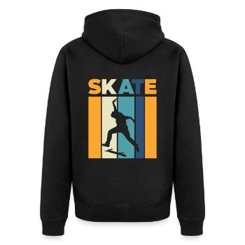 Skateboard Skate - Unisex Premium Organic Zip Hoodie - black - Back - Nico (187cm)