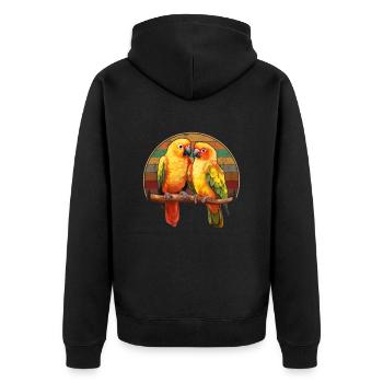 Sun Conure, parrot Conure - Unisex Premium Bio Zip Hoodie - Schwarz - Hinten - Nico (187cm)