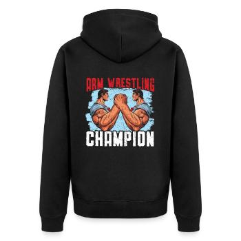Arm Wrestling Trainer Arm Wrestler Wrist Wrestler - Unisex Premium Organic Zip Hoodie - black - Back - Nico (187cm)