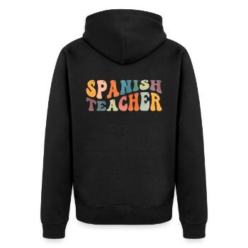 Groovy Spanish Teacher Maestra Bilingual Teacher - Unisex Premium Organic Zip Hoodie - black - Back - Nico (187cm)