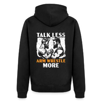 Armdrücken Trainer Arm Wrestler Handgelenk Wrestler - Unisex Premium Bio Zip Hoodie - Schwarz - Hinten - Nico (187cm)