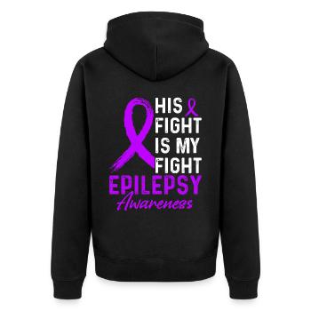 Fight against epilepsy - Unisex Premium Organic Zip Hoodie - black - Back - Nico (187cm)