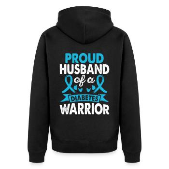 Ehemann Des Diabetes-kriegers Monat Des - Unisex Premium Bio Zip Hoodie - Schwarz - Hinten - Nico (187cm)